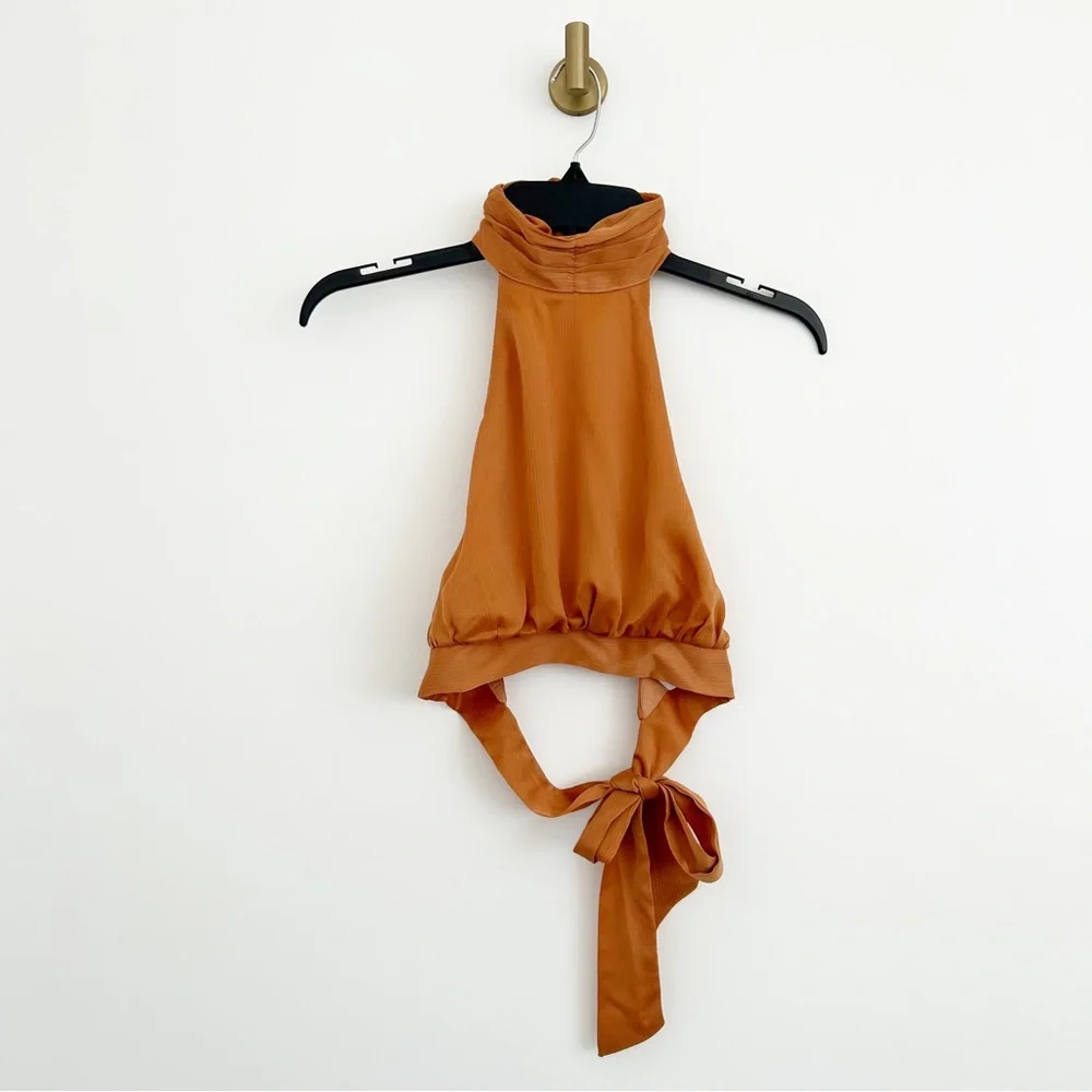 NEW Princess Polly Paityn High Neck Halter Open Back Crop Top Size US 2 - Picture 2 of 8